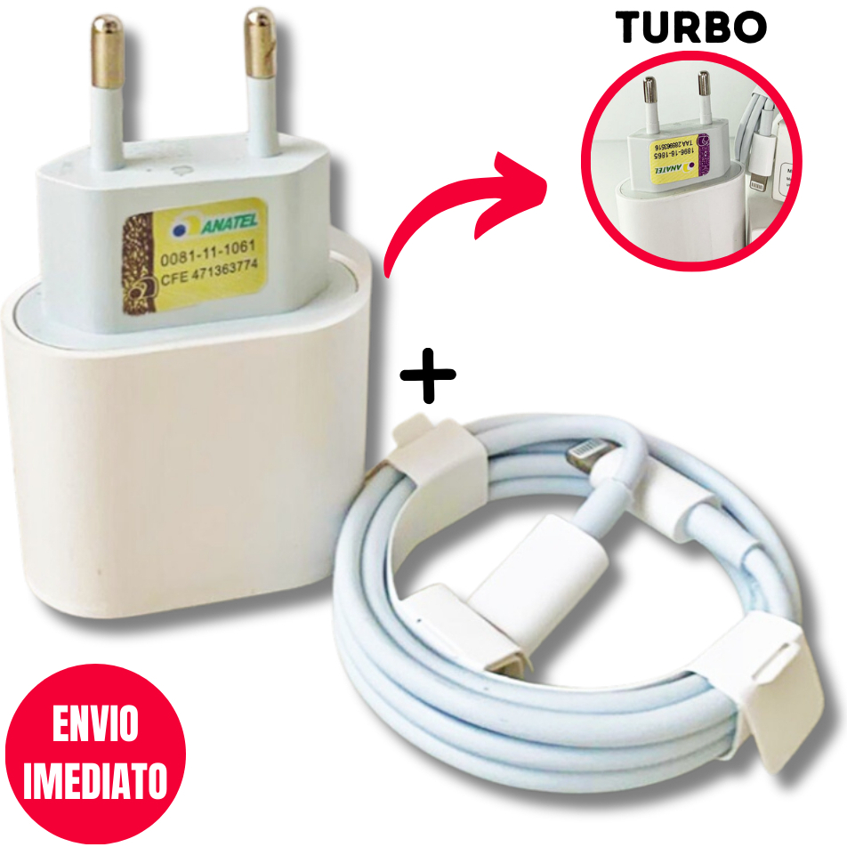 Kit Carregador IPhone Turbo 20w Fonte e Cabo