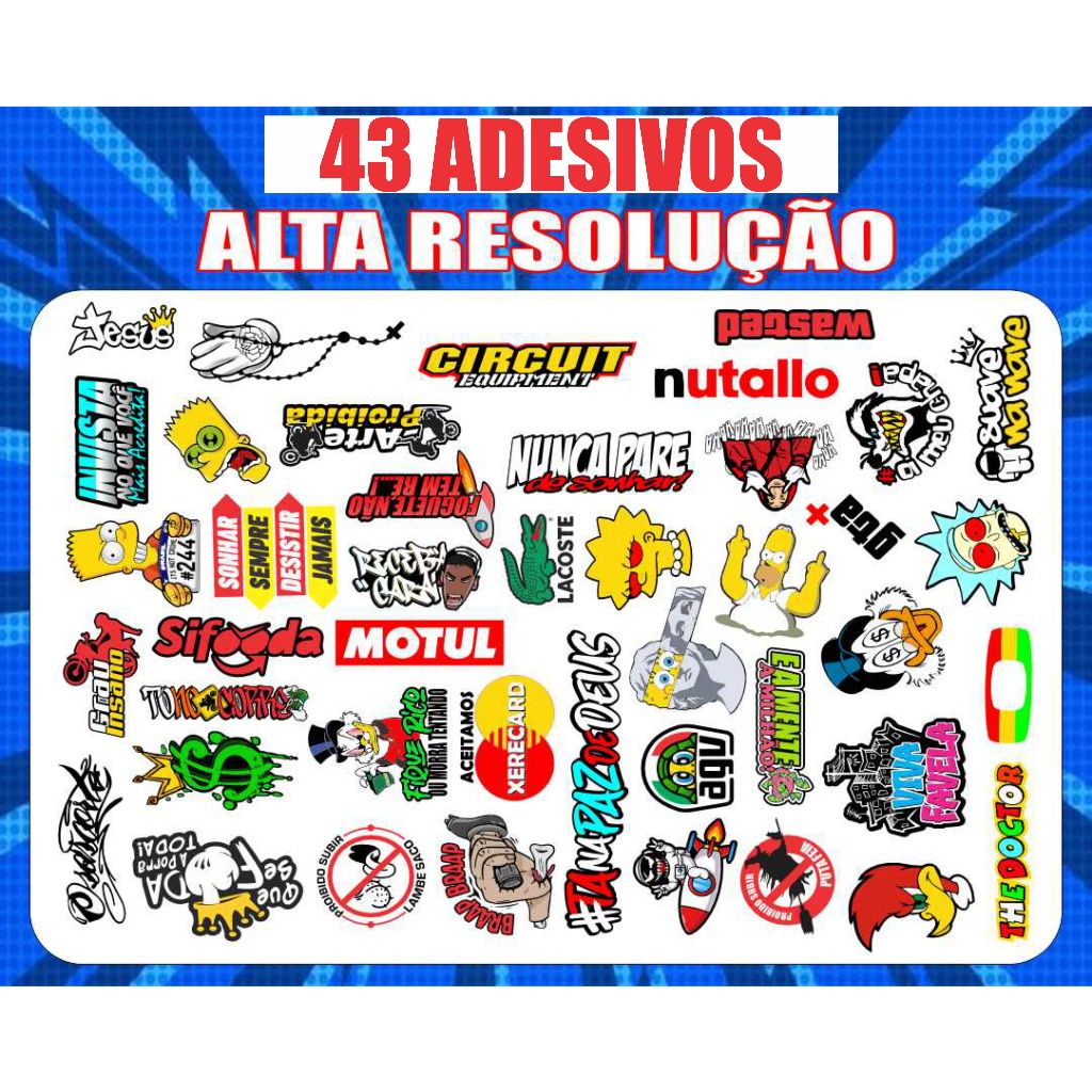 Cartela 43 adesivos automotivo, Alta Qualidade ! em Oferta na Shopee