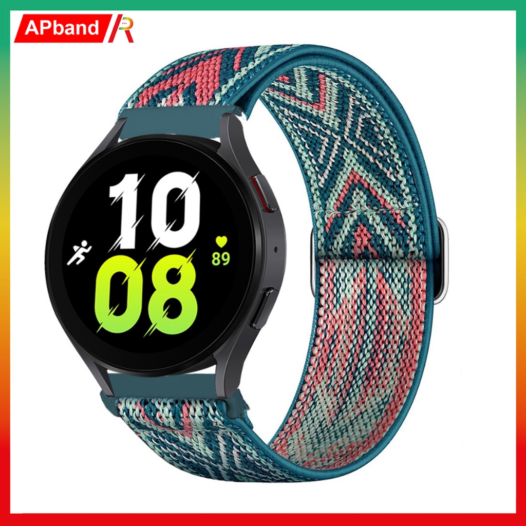 Pulseira de Náilon elástico para Samsung Galaxy Watch 6 5 4 40mm 44mm Active 2 de 20mm