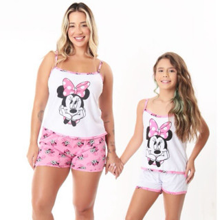 Kit Short Doll Mãe e Filha Alcinha Estampada pijama Baby Doll Pijama Feminino Short Doll Infantil Pijama Feminino Infantil