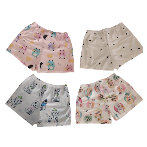 Kit 4 Shorts Pijamas Sortidos Feminino iInfantil Confortável Variados