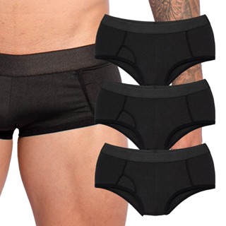 Kit com 3 Unidades em Microfibra Lisa Pack 3 Cuecas Slip Masculinas em Microfibra Lisa Sensual Roupa Íntima