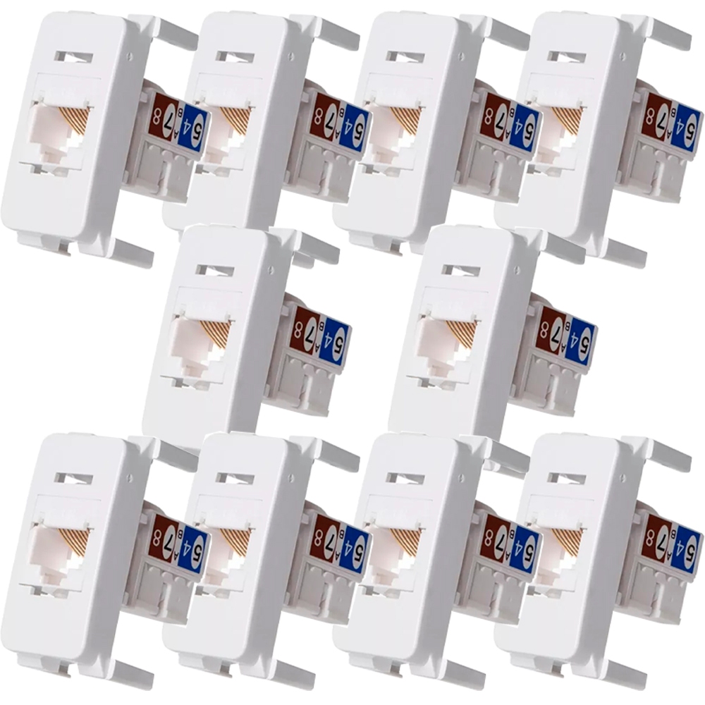 CAIXA COM 10 UNIDADES - MG MODULO TOMADA INFORMATICA RJ45 CAT6 BR SLEEK