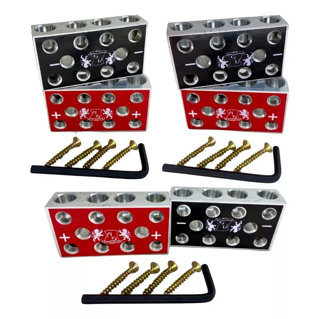 3 Pares Barramento Bloco De Aluminio 4x4 - 8 Vias Para Som