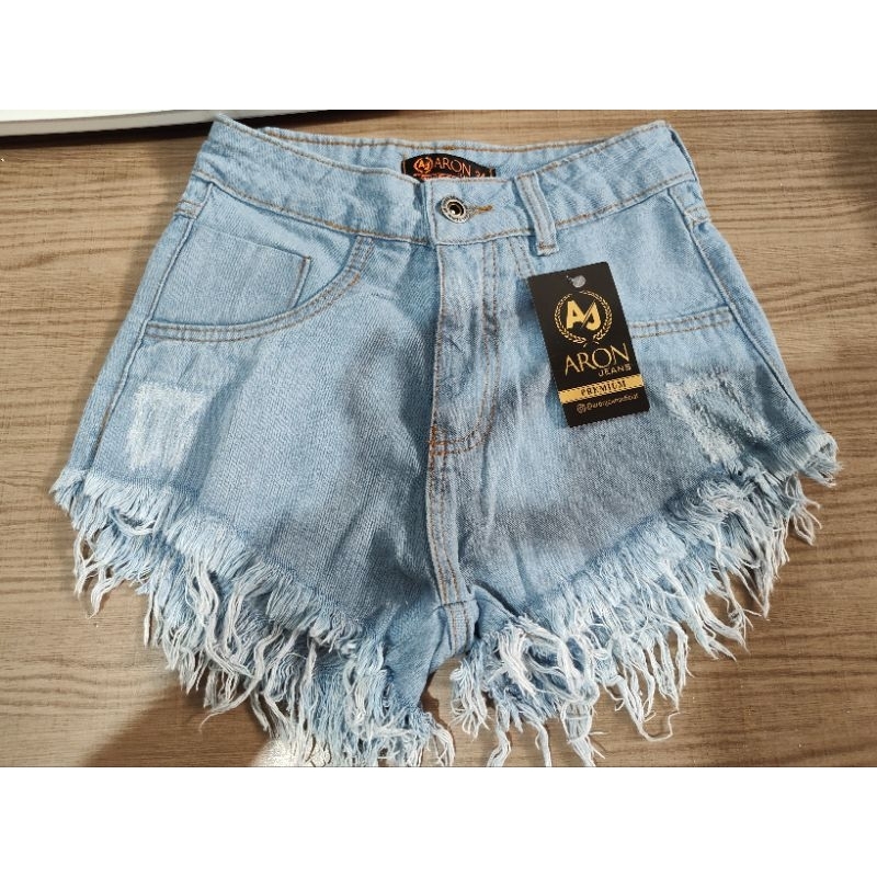 super oferta short jeans claro desfiado hot pant 34 ao 54 em Oferta na Shopee