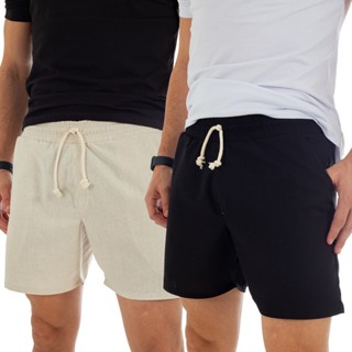 Kit 2 Shorts Masculino Curto Linho Short Casual Moda Verão