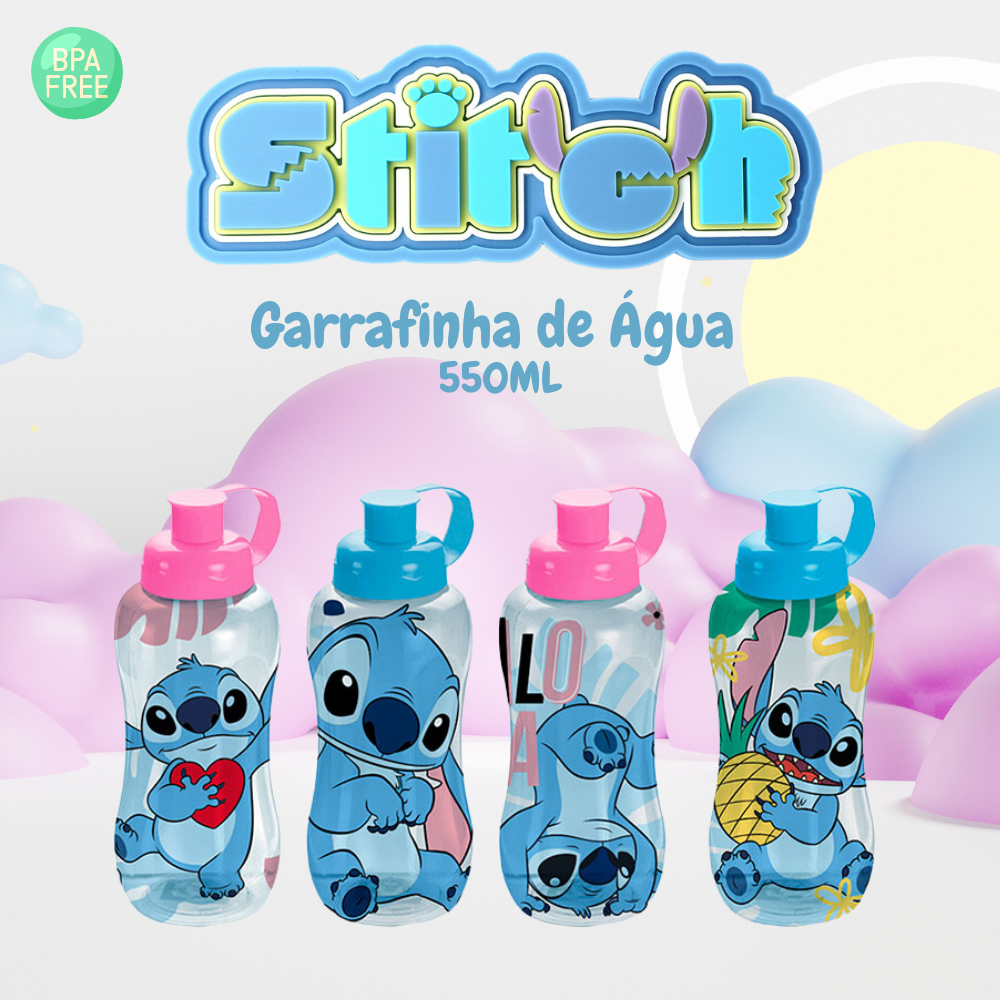 Squeeze Garrafinha De Água Personagem 550Ml Stitch
