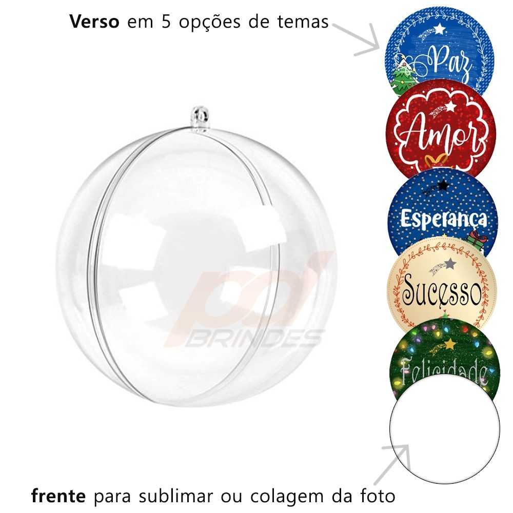 100 Bolas de Natal Acrílico 6,5cm Transparente - Para Foto ou Sublimação com Tags de Natal Decoradas