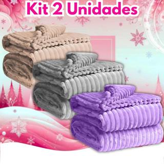 Kit 2 Cobertor Manta Casal 2,00 x 1,80 Canelada Aveludada Varias Cores