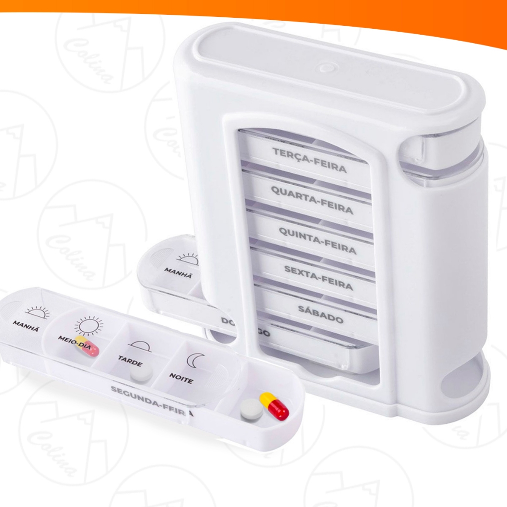 Porta Comprimido Semanal Com Gavetas Formato Torre Plástico PP