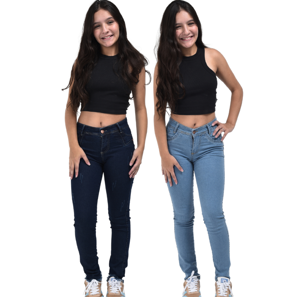 Kit 2 Calça jeans feminina slim infantil juvenil meninas 10 ao 16