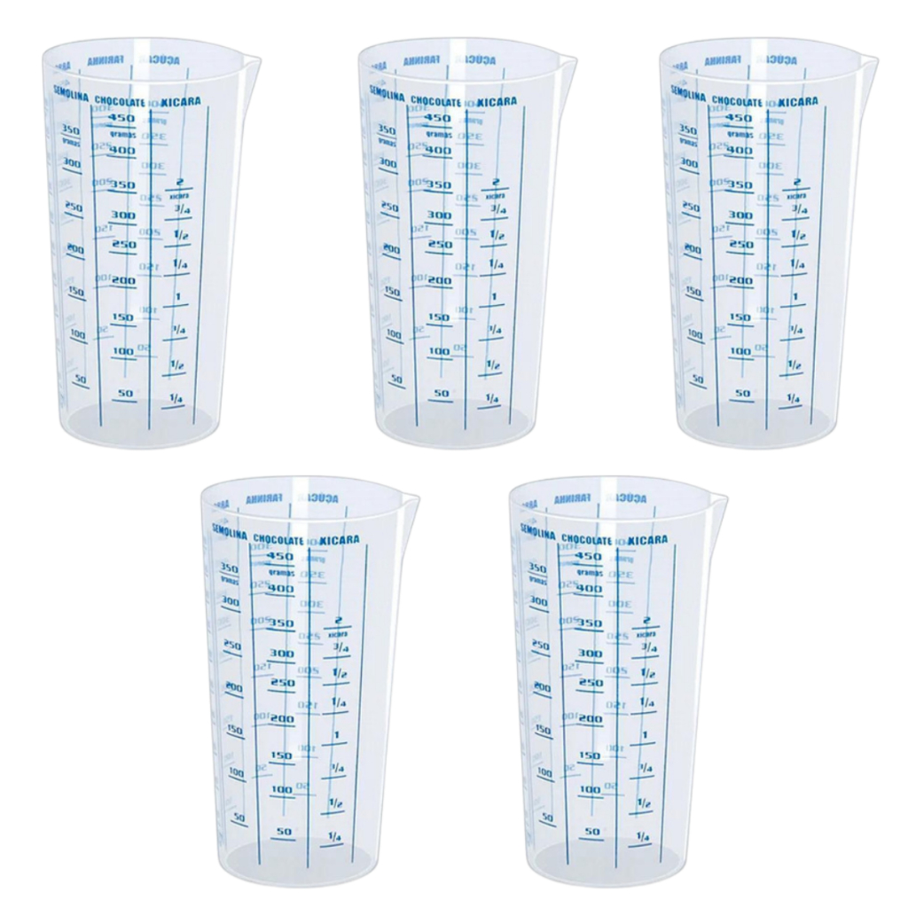kit 5 Copos Plástico Para Medir Graduado Capacidade 500 Ml