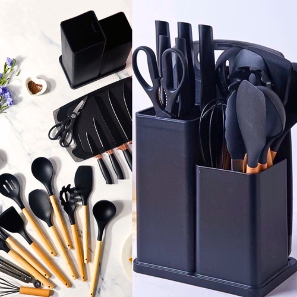 Kit 19 Peças de Utensílios de Cozinha em Silicone Completo Antiaderente e Resistente ao calor