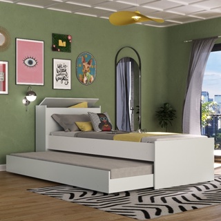 Multimóveis Bicama com Baú Embutido Branca FG5009 para colchão 78 x 188 cm em Oferta na Shopee