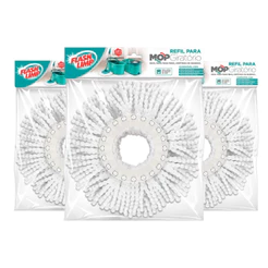 Refil Mop Giratorio Microfibra 12 Litros Kit 3 Uni Flash Limp
