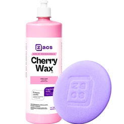 Cera Limpadora Cherry Wax 1L Zacs Brilho Proteção Aplicador de Espuma