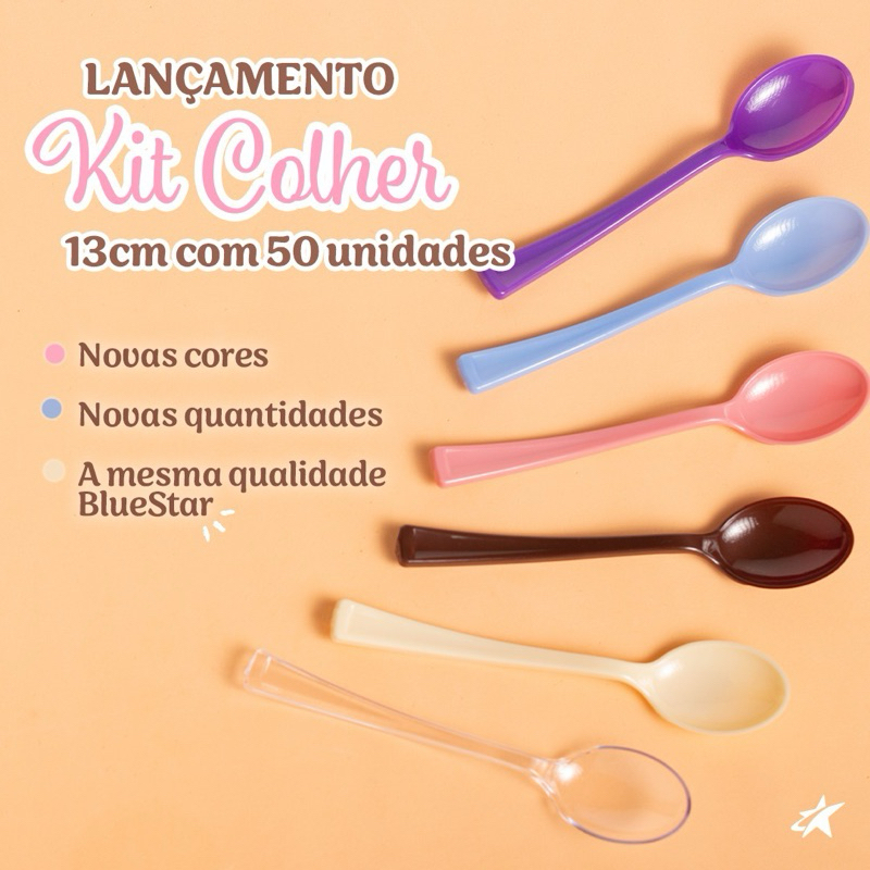 KIT 50 COLHER 13cm PARA OVO DE PÁSCOA CORES BLUESTAR PÁSCOA 2025 em Oferta na Shopee