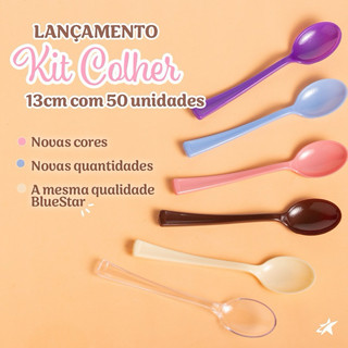 KIT 50 COLHER 13cm PARA OVO DE PÁSCOA CORES BLUESTAR PÁSCOA 2025 em Oferta na Shopee