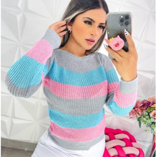Blusa Feminina/ Suéter Feminino de Tricot Gola Redonda - Oportunidade