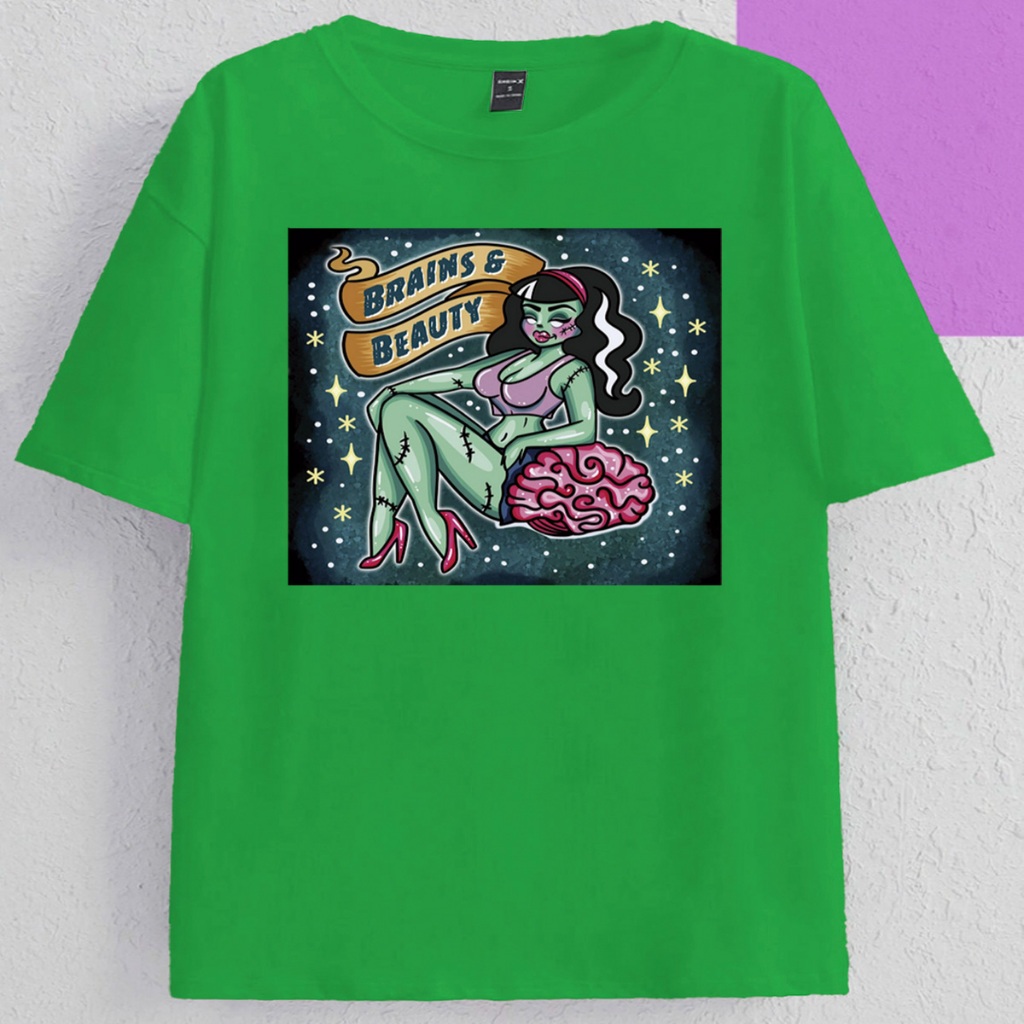 Camiseta Oversized Estilosa Aesthetic Moderno Urbano Blusa SimplesEstampada Brains Beauty Cerebro B