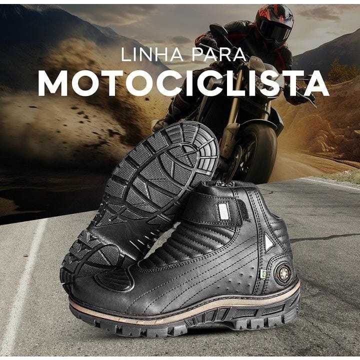 Bota Masculina Coturno Masculino Estilo Motociclista Bota Adventure Solado Costurado Detalhe Refletivo