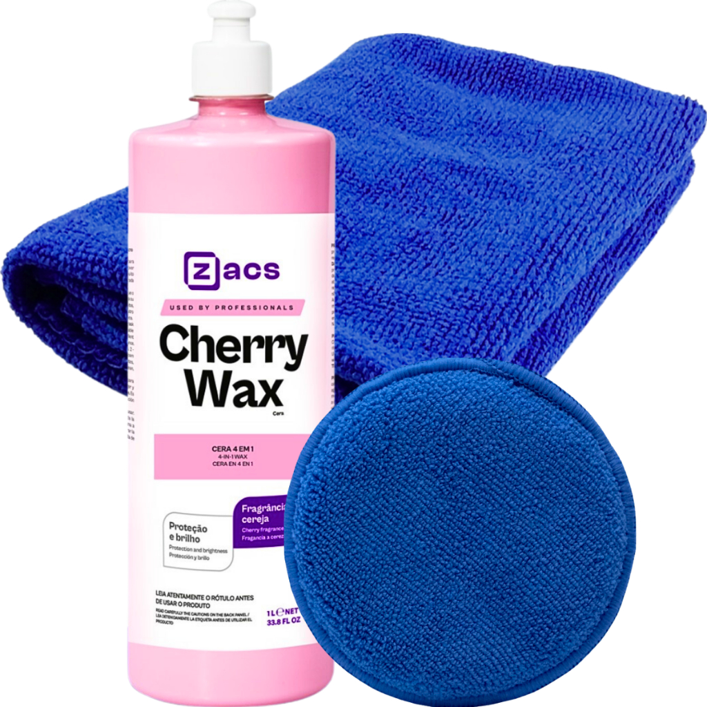 Cera Limpadora 4 em 1 Cherry Wax 1L Zacs Pano Aplicador Microfibra em Oferta na Shopee