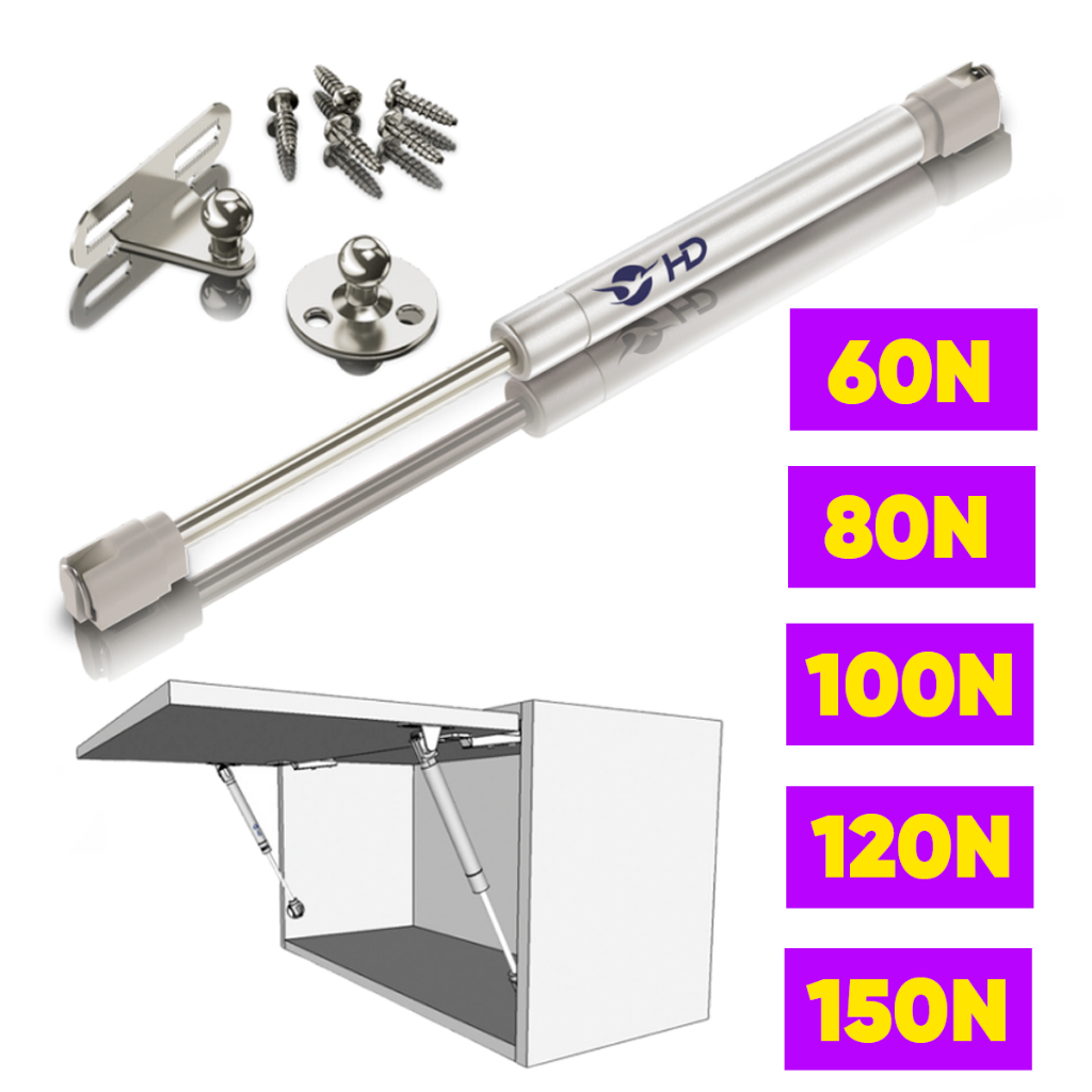Kit 1/2/4/6/8 Pistão amortecedor A Gás P/ Porta de armário e móveis 60N/80N/100N/120N/150N abre p/ cima