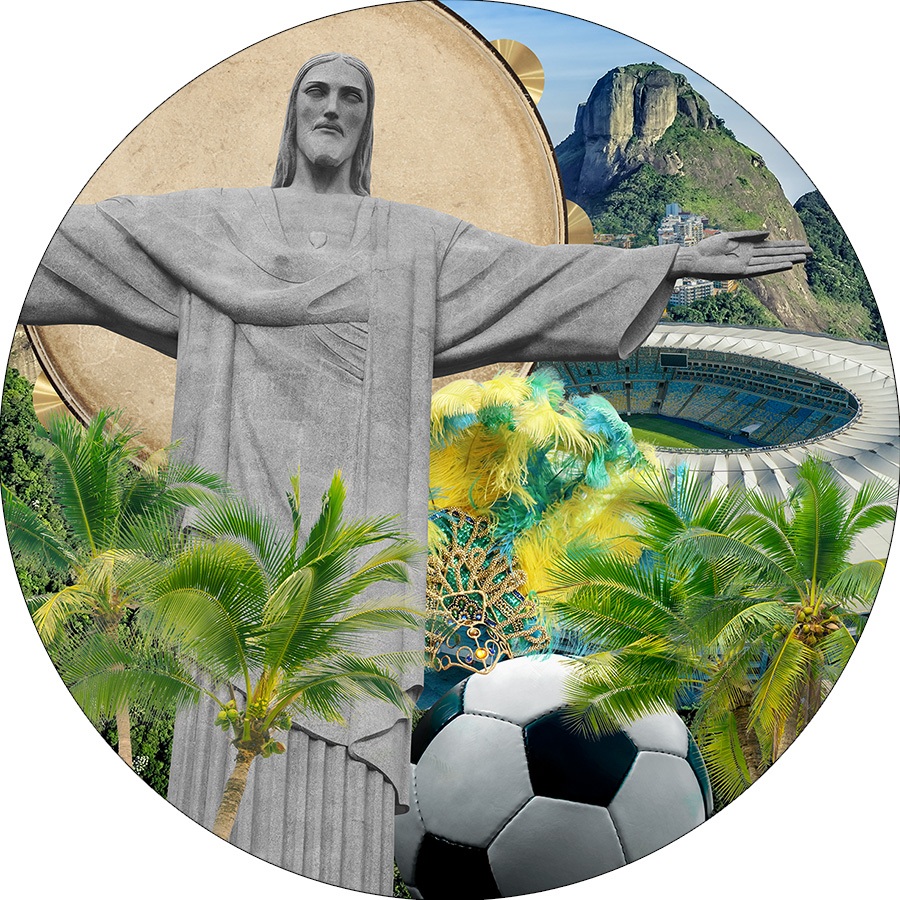 Painel De Festa Redondo Em Tecido - Cristo Redentor e Maracanã 004