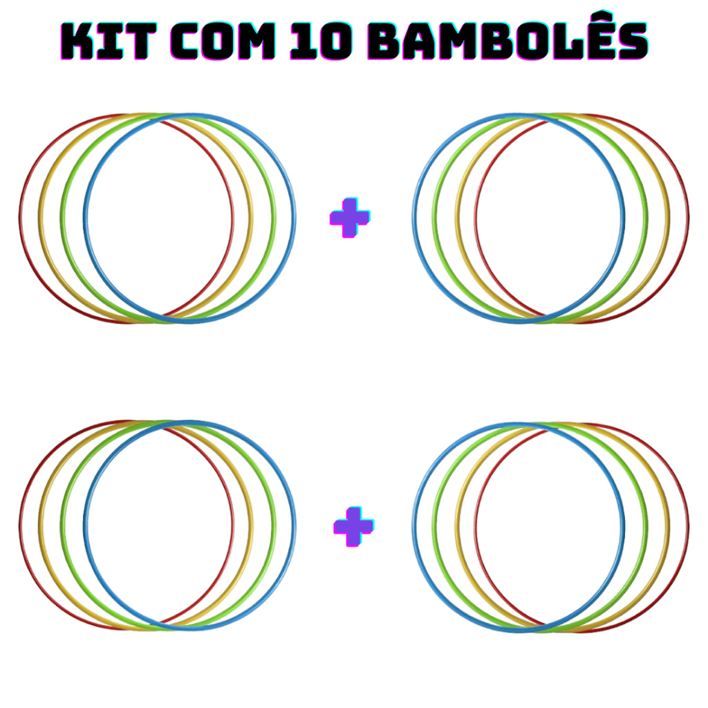Kit 10 Bambolês Arco Infantil 64cm Colorido Atividade Fisica Dança em Oferta na Shopee