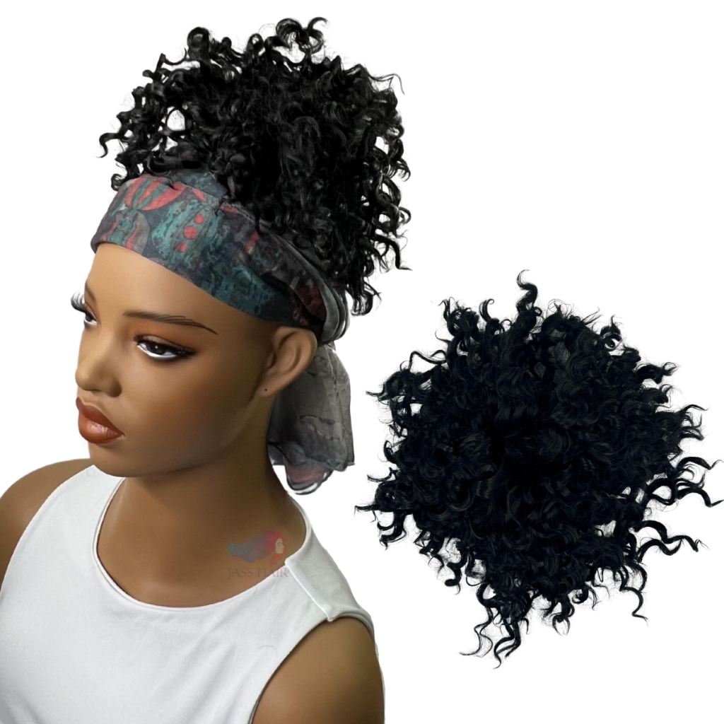 Cabelo Coque Afro Puff Cacheado Aplique Orgânico