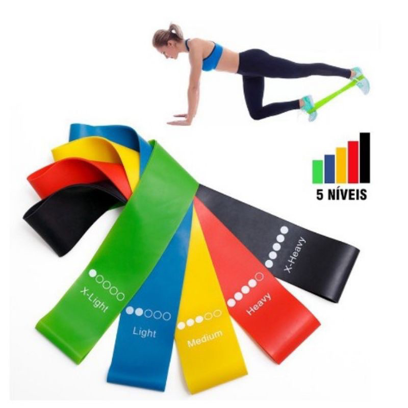 Kit 5 Mini Band Academia Fit Treino Funcional Exercício 5 Diferentes