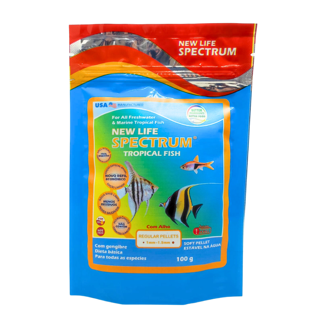 Ração New Life Tropical Fish Naturox Spectrum 100g Regular Pellet Com Alho
