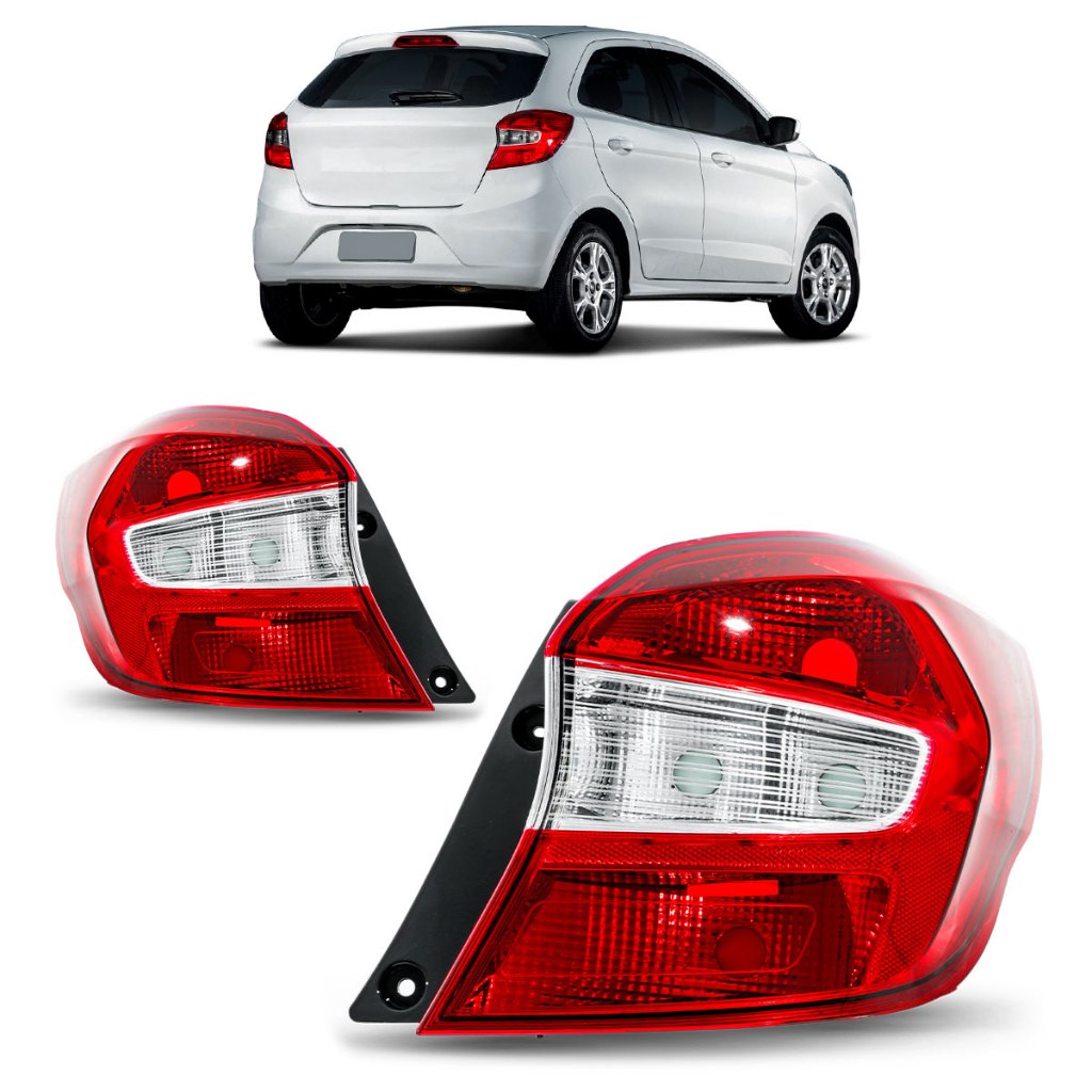 Lanterna Traseira Ka Hatch 2015 2016 2017 2018 Bicolor Lente Lisa Acrilico