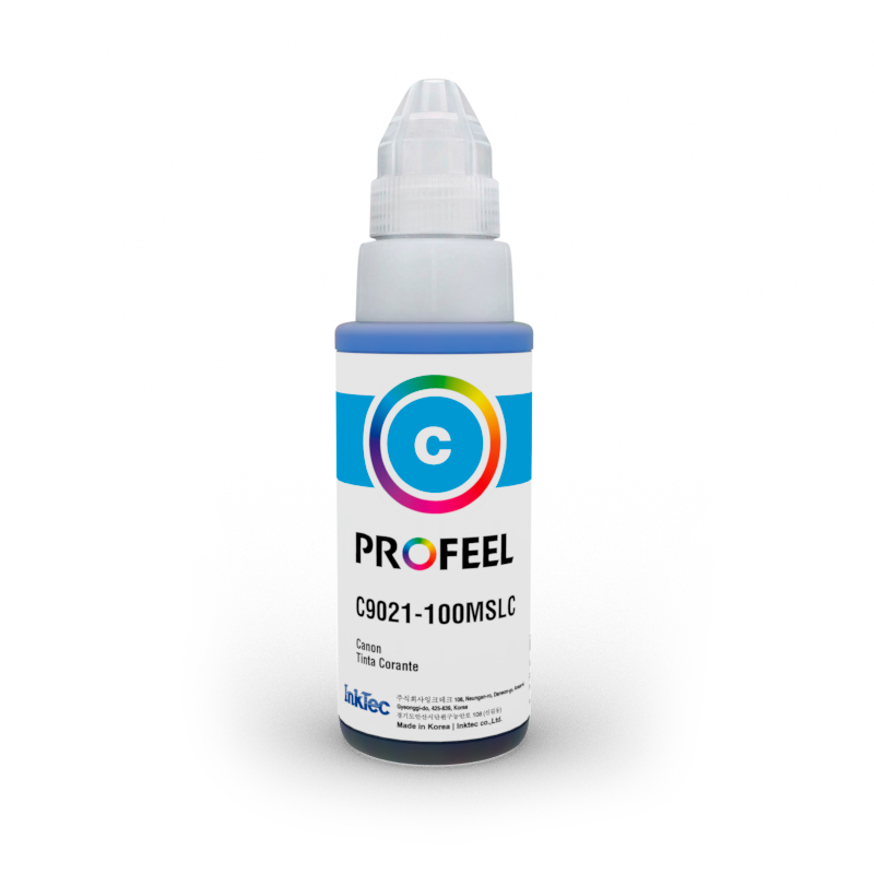 Tinta Corante InkTec Profeel C9021 100ml Cyan Compatível com Impressora Canon Mega Tank G1100 G1110 G2100 G2110 G2160 G3160 G3100 G3110 G3111 G4100 G4110 G4111 G6010 G7010