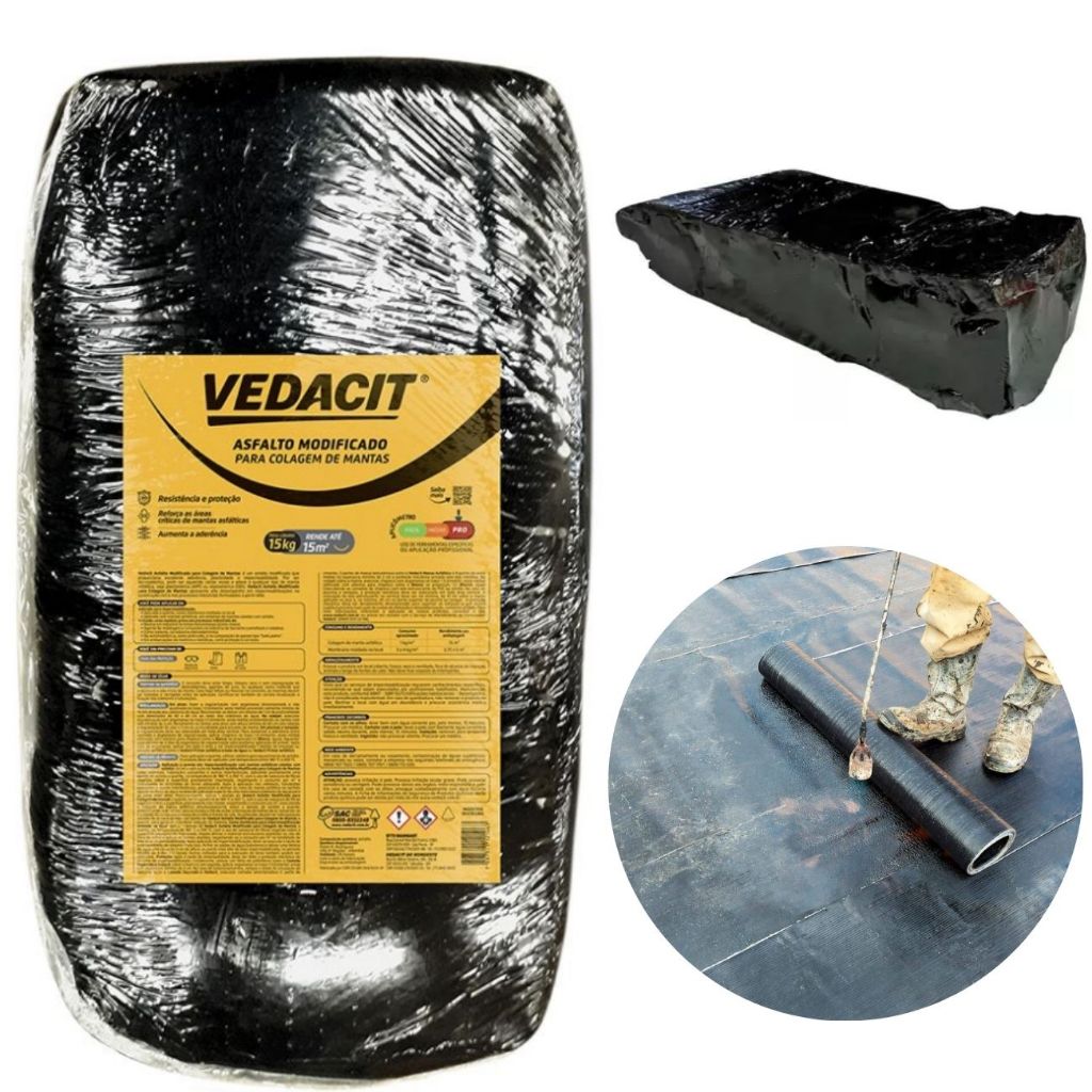 Betume Piche Pixe Extra Asfalto Modificado em Pedra Veda Laje 1kg Vedacit