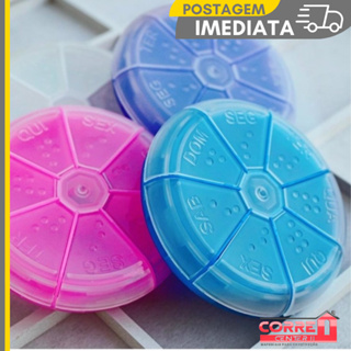 1 Caixa Porta Comprimidos Redondo Organizador Semanal Remédio Diário em Oferta na Shopee