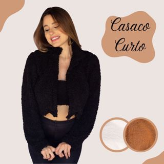Casaco Feminino Jaqueta Teddy Curto Pelinho Moda Inverno