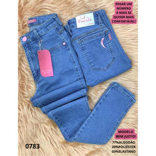 Calça Jeans Sal E Pimenta Feminina Skinny Cintura Alta com Lycra Elastano