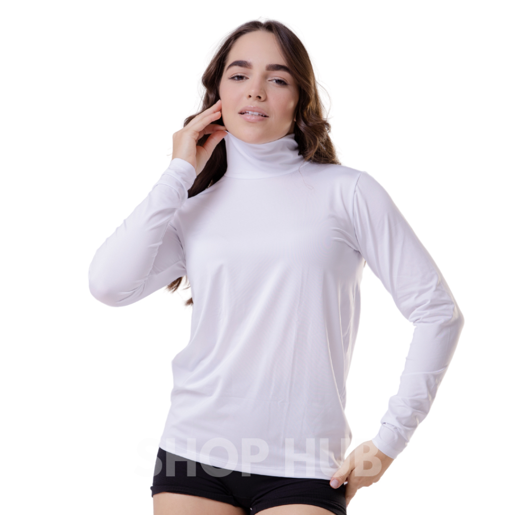 blusa gola alta feminina camisa termica segunda pele proteção solar em Oferta na Shopee