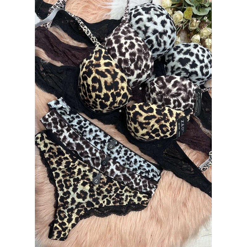 Conjunto de lingerie importado oncinha/conjunto de lingerie