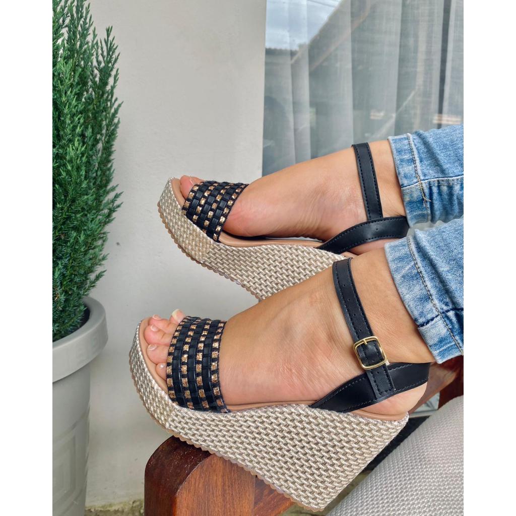 Sandalia Feminina Plataforma Estilo Anabela Salto feminino Modelo 2024 Sandália Feminina Adulto em Oferta na Shopee