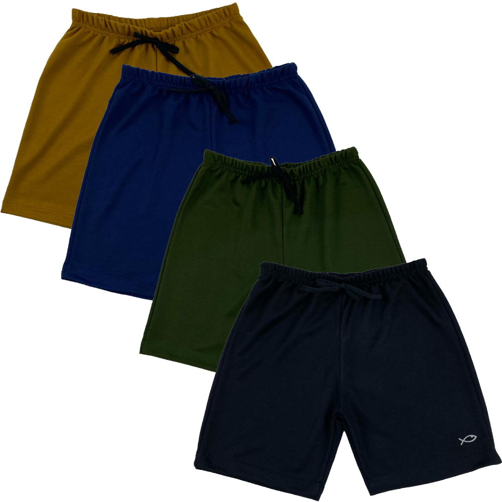 Bermudas Moletinho Infantil Menino Kit Com 4 Peças em Moletons Tamanhos 4/6/8/10/12/14/16.