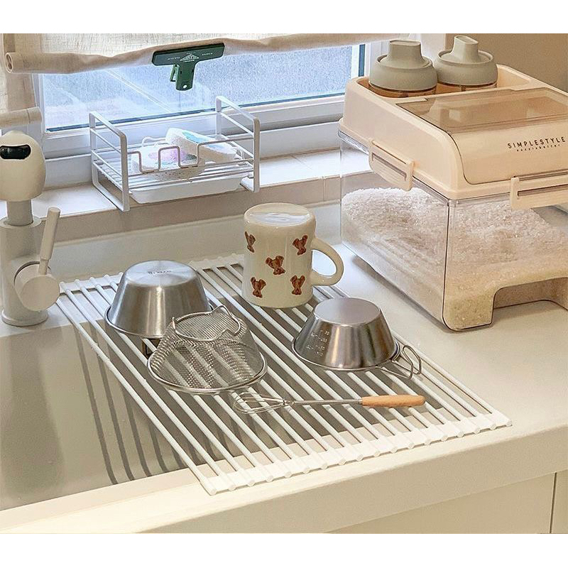 Esteira Escorredor Dobrável Em Inox Para Lavar Pratos Louças Talher E Alimentos Multifunções Pia Cozinha em Oferta na Shopee