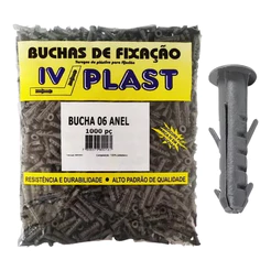 BUCHA PLASTICA 6 COM ANEL PACOTE COM 1000 PCS IVASA