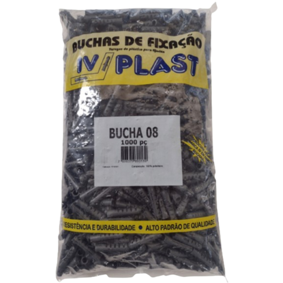 BUCHA PLASTICA  8 COM ANEL PACOTE COM 1000 PCS IVASA em Oferta na Shopee
