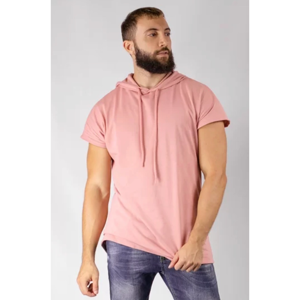 Camiseta Longline Oversized Com Capuz Swag Básica Japonesa