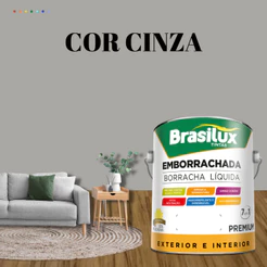 Tinta Borracha Líquida Cor Cinza Brasilux Para Parede 3,2l Acrílica Base De Água Lavável Antimofo.