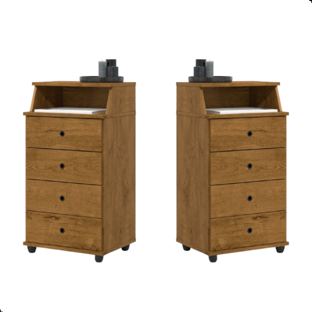 Kit Mesa de Cabeceira Luxo New II 4 Gavetas Novo EJ Móveis