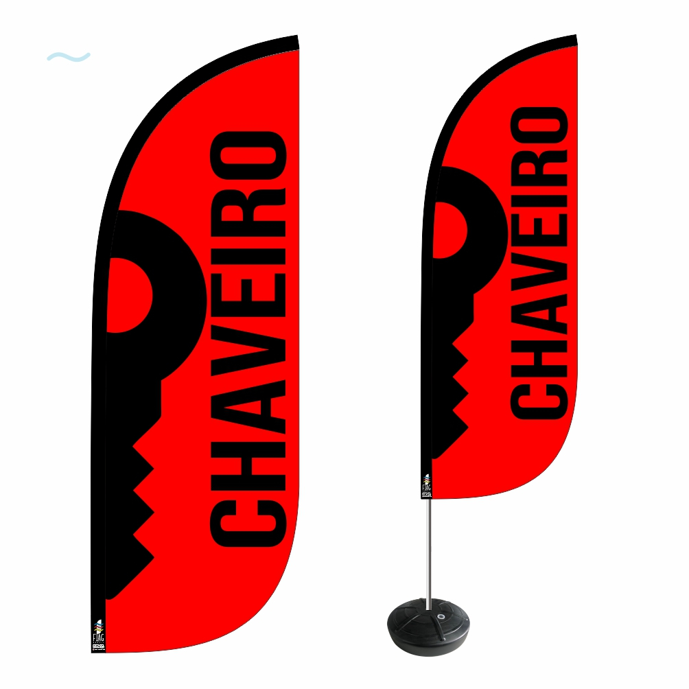 Wind Banner Chaveiro 2,8m Kit Completo Dupla Face Fly Flag