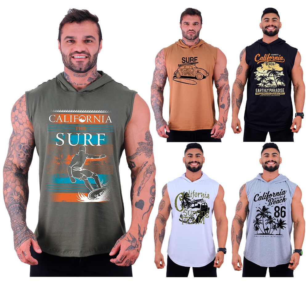 Kit 5 Regata Machão Com Touca MXD Conceito SURF Prancha Praia